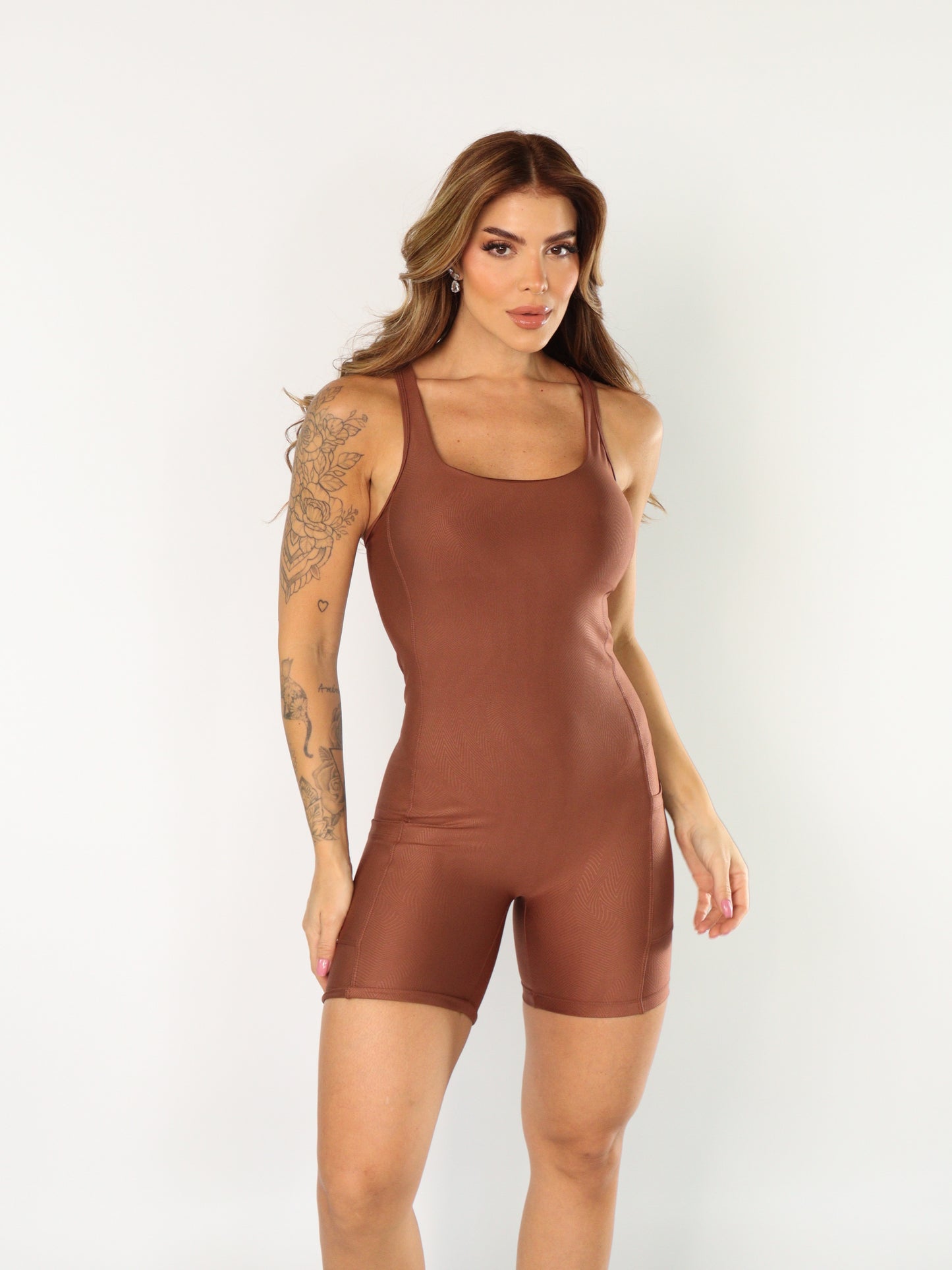 Camila Activewear One-piece Jumpsuit Brown