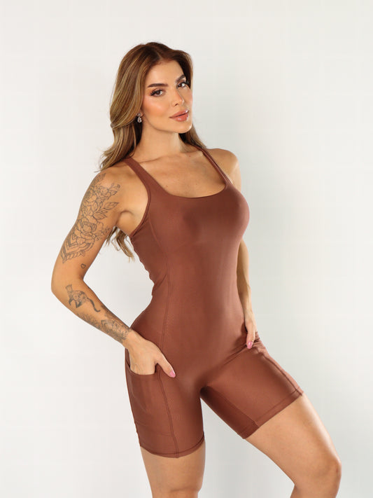 Camila Activewear Mono de una pieza Marrón